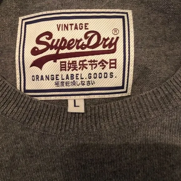 SUPERDRY Grey Pullover Cashmere Blend Melange‎ Sweater Size Large - Picture 4 of 8